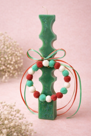 Easter Light with Pom Pom Wreath green